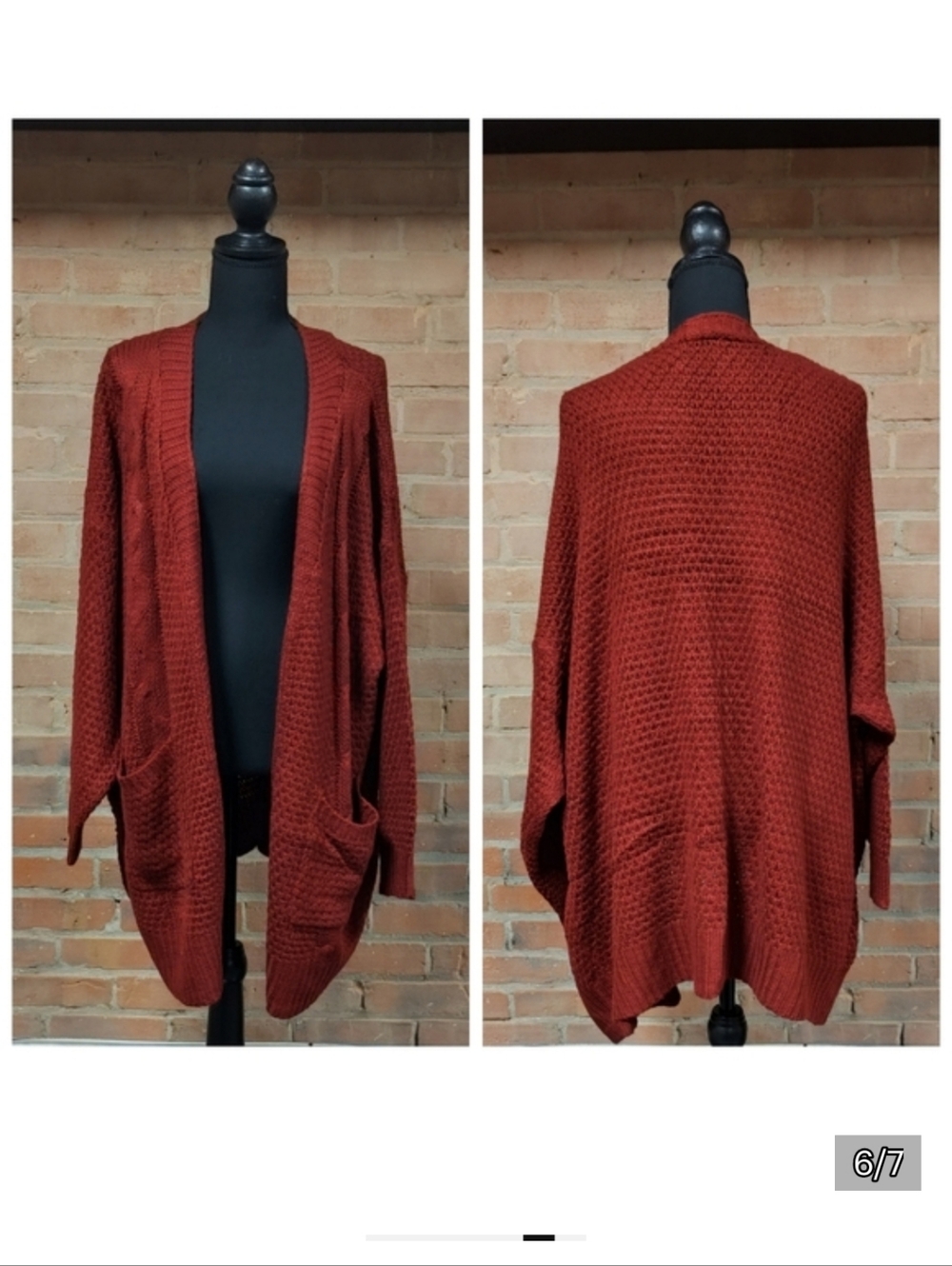 SHEIN | Plus Chunky Colorblock Open-Front Cardigan Sweater - Multicolor - Picture 5 of 6
